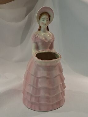 Vintage Pink Ceramic Lady Planter / Vase
